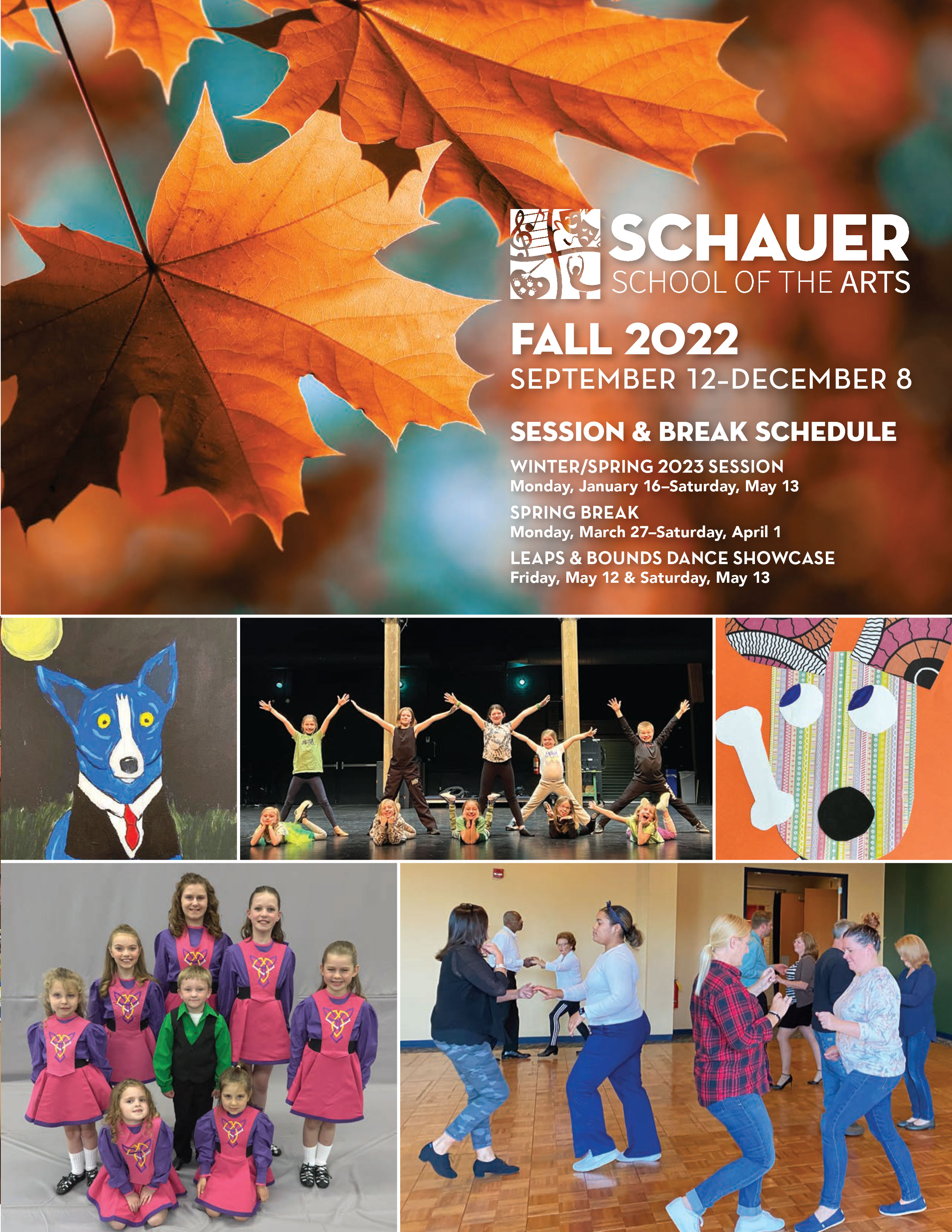 Schauer School of the Arts Winter Spring 2022 brochure cover